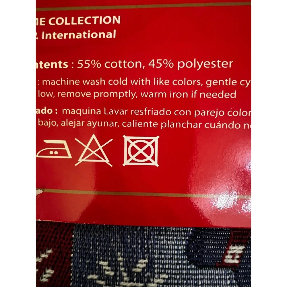 PP Home Collection Snowman Tapestry Table Runner 13x72 Burgundy Blue Christmas